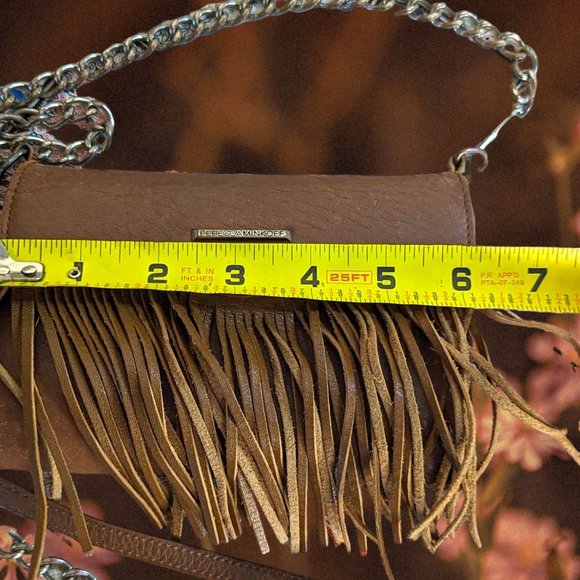 Rebecca Minkoff Brown Vegan Leather Fringe Mini Crossbody Purse Wallet - Picture 6 of 12